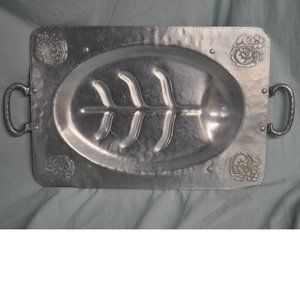 vintage hand forged everlast metal aluminum meat carving service platter